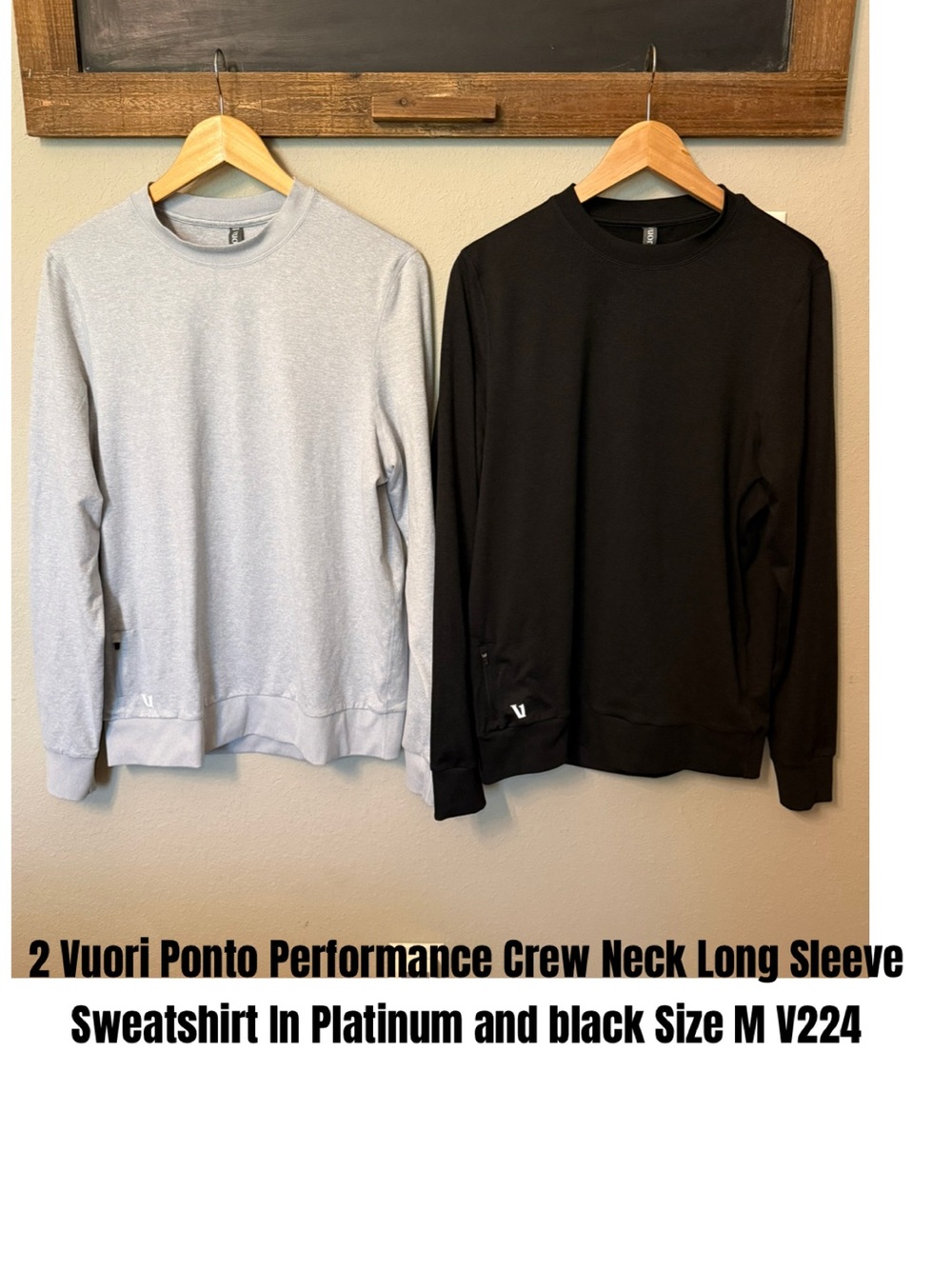 2 Vuori Ponto Performance Crew Neck Long Sleeve Sweatshirt Size M V224